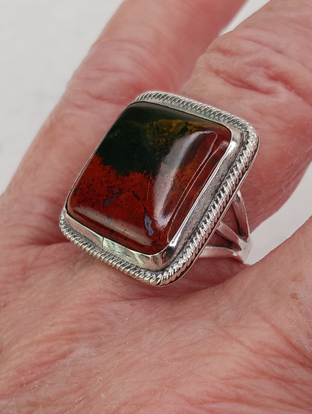 Ring Sz 7 Sterling Silver Native American Kingman Red Dahlia Turquoise 20mm 94g